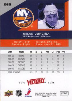 2010-11 Upper Deck - 2010-11 Upper Deck Victory Update #265 Milan Jurcina Back