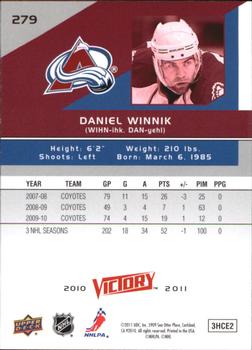 2010-11 Upper Deck - 2010-11 Upper Deck Victory Update #279 Daniel Winnik Back