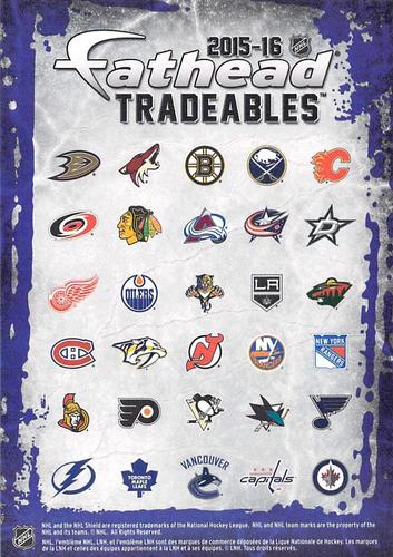 2015-16 Fathead NHL Tradeables #37 Zach Parise Back