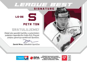 2021-22 SportZoo Tipsport ELH - League Best Autographs #LS-06 Petr Ton Back