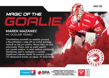 2021-22 SportZoo Tipsport ELH - Magic of the Goalie Limited #MG-01 Marek Mazanec Back