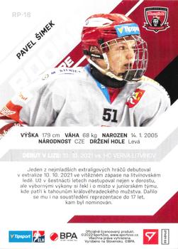 2021-22 SportZoo Tipsport ELH - Rookie Premiere #RP-18 Pavel Simek Back