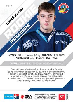 2021-22 SportZoo Tipsport ELH - Rookie Premiere Autographs #RP-3 Tomas Machu Back