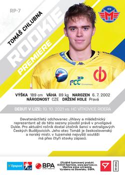 2021-22 SportZoo Tipsport ELH - Rookie Premiere Autographs #RP-7 Tomas Chlubna Back