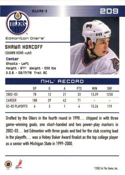 2003-04 ITG Action 2003 Heritage Classic Edmonton Oilers #209 Shawn Horcoff Back