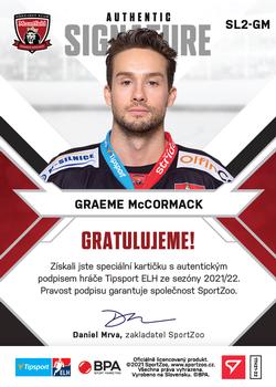 2021-22 SportZoo Tipsport ELH - Signed Stars Level 2 #SL2-GM Graeme McCormack Back