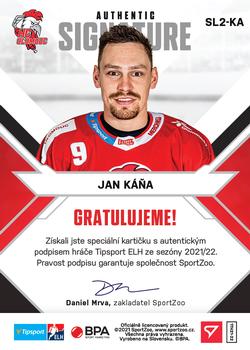 2021-22 SportZoo Tipsport ELH - Signed Stars Level 2 #SL2-KA Jan Kana Back