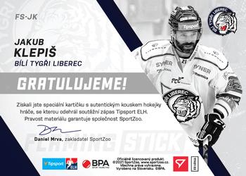2021-22 SportZoo Tipsport ELH - Flaming Stick #FS-JK Jakub Klepis Back