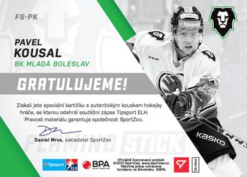 2021-22 SportZoo Tipsport ELH - Flaming Stick Nameplate #FS-PK Pavel Kousal Back