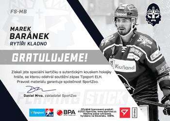 2021-22 SportZoo Tipsport ELH - Flaming Stick Nameplate #FS-MB Marek Baranek Back