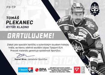 2021-22 SportZoo Tipsport ELH - Flaming Stick Nameplate #FS-TP Tomas Plekanec Back