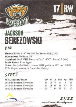 2021-22 Everett Silvertips (WHL) #NNO Jackson Berezowski Back