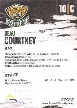 2021-22 Everett Silvertips (WHL) #NNO Beau Courtney Back