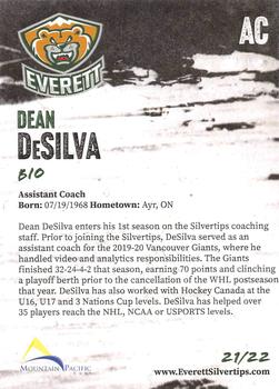 2021-22 Everett Silvertips (WHL) #NNO Dean DeSilva Back