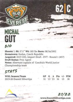 2021-22 Everett Silvertips (WHL) #NNO Michal Gut Back
