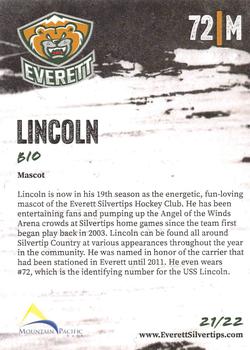 2021-22 Everett Silvertips (WHL) #NNO Lincoln Back