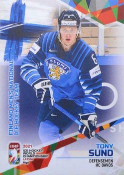 2021 BY Cards IIHF World Championship #FIN/2021-06 Tony Sund Front
