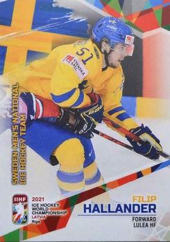 2021 BY Cards IIHF World Championship #SWE2021-22 Filip Hallander Front