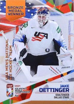 2021 BY Cards IIHF World Championship #USA2021-28 Jake Oettinger Front