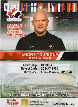 2021 BY Cards IIHF World Junior Championship #CAN/U20/2021-25 Andre Tourigny Back