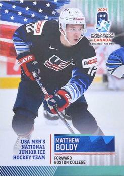 2021 BY Cards IIHF World Junior Championship #USAU202021-14 Matthew Boldy Front
