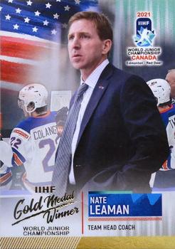 2021 BY Cards IIHF World Junior Championship #USAU202021-50 Nate Leaman Front