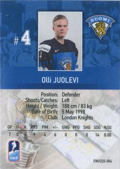 2016 BY Cards IIHF World Junior Championship #FIN/U20-04 Olli Juolevi Back