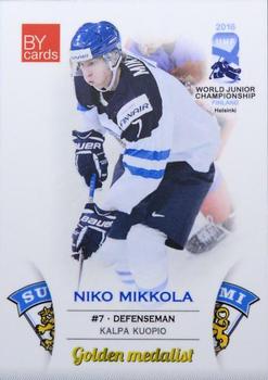 2016 BY Cards IIHF World Junior Championship #FIN/U20-05 Niko Mikkola Front