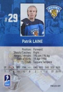 2016 BY Cards IIHF World Junior Championship #FIN/U20-09 Patrik Laine Back