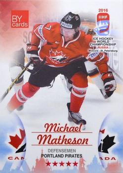 2016 BY Cards IIHF World Championship (Unlicensed) #CAN-005 Michael Matheson Front
