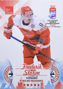 2016 BY Cards IIHF World Championship (Unlicensed) #DEN-012 Frederik Storm Front