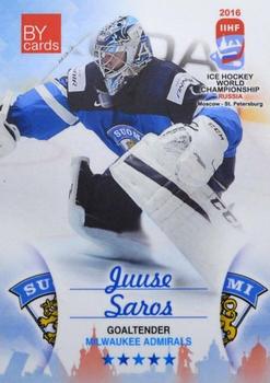 2016 BY Cards IIHF World Championship (Unlicensed) #FIN-001 Juuse Saros Front