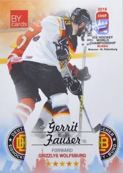 2016 BY Cards IIHF World Championship (Unlicensed) #GER-018 Gerrit Fauser Front