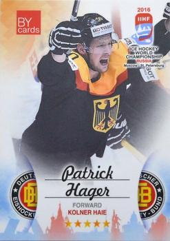2016 BY Cards IIHF World Championship (Unlicensed) #GER-019 Patrick Hager Front