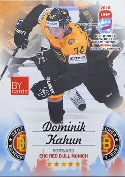 2016 BY Cards IIHF World Championship (Unlicensed) #GER-022 Dominik Kahun Front