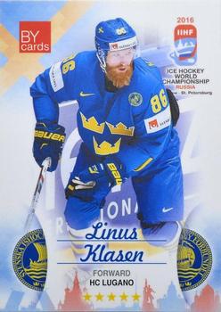 2016 BY Cards IIHF World Championship (Unlicensed) #SWE-024 Linus Klasen Front