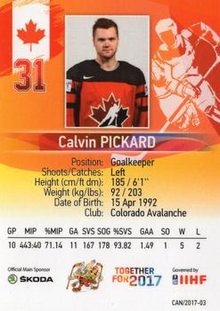 2017 BY Cards IIHF World Championship #CAN/2017-03 Calvin Pickard Back