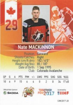2017 BY Cards IIHF World Championship #CAN/2017-20 Nathan Mackinnon Back