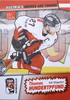 2018 BY Cards IIHF World Championship (Unlicensed) #AUT/2018-22 Thomas Hundertpfund Front