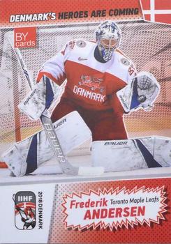 2018 BY Cards IIHF World Championship (Unlicensed) #DEN/2018-01 Frederik Andersen Front