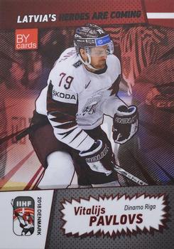 2018 BY Cards IIHF World Championship (Unlicensed) #LAT/2018-20 Vitalijs Pavlovs Front