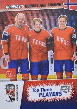 2018 BY Cards IIHF World Championship (Unlicensed) #NOR/2018-26 Anders Bastiansen / Ken-Andre Olimb / Johannes Johann Front