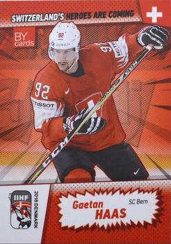 2018 BY Cards IIHF World Championship (Unlicensed) #SUI/2018-25 Gaetan Haas Front