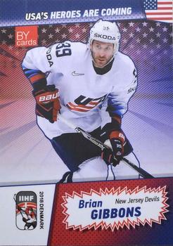 2018 BY Cards IIHF World Championship (Unlicensed) #USA/2018-23 Brian Gibbons Front