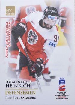 2019 BY Cards IIHF World Championship #AUT/2019-10 Dominique Heinrich Front