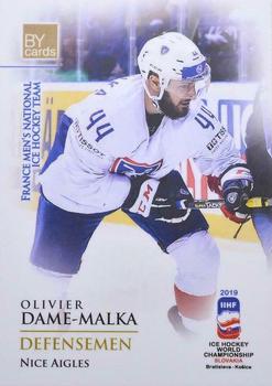 2019 BY Cards IIHF World Championship #FRA/2019-30 Olivier Dame-Malka Front