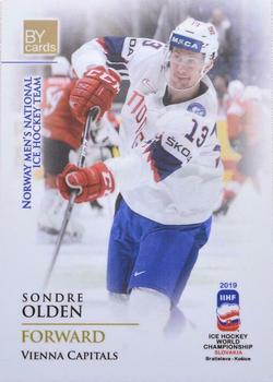 2019 BY Cards IIHF World Championship #NOR/2019-13 Sondre Olden Front