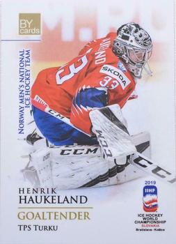 2019 BY Cards IIHF World Championship #NOR/2019-26 Henrik Haukeland Front