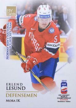 2019 BY Cards IIHF World Championship #NOR/2019-28 Erlend Lesund Front