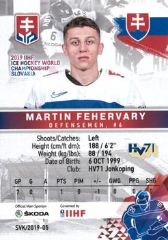 2019 BY Cards IIHF World Championship #SVK/2019-05 Martin Fehervary Back